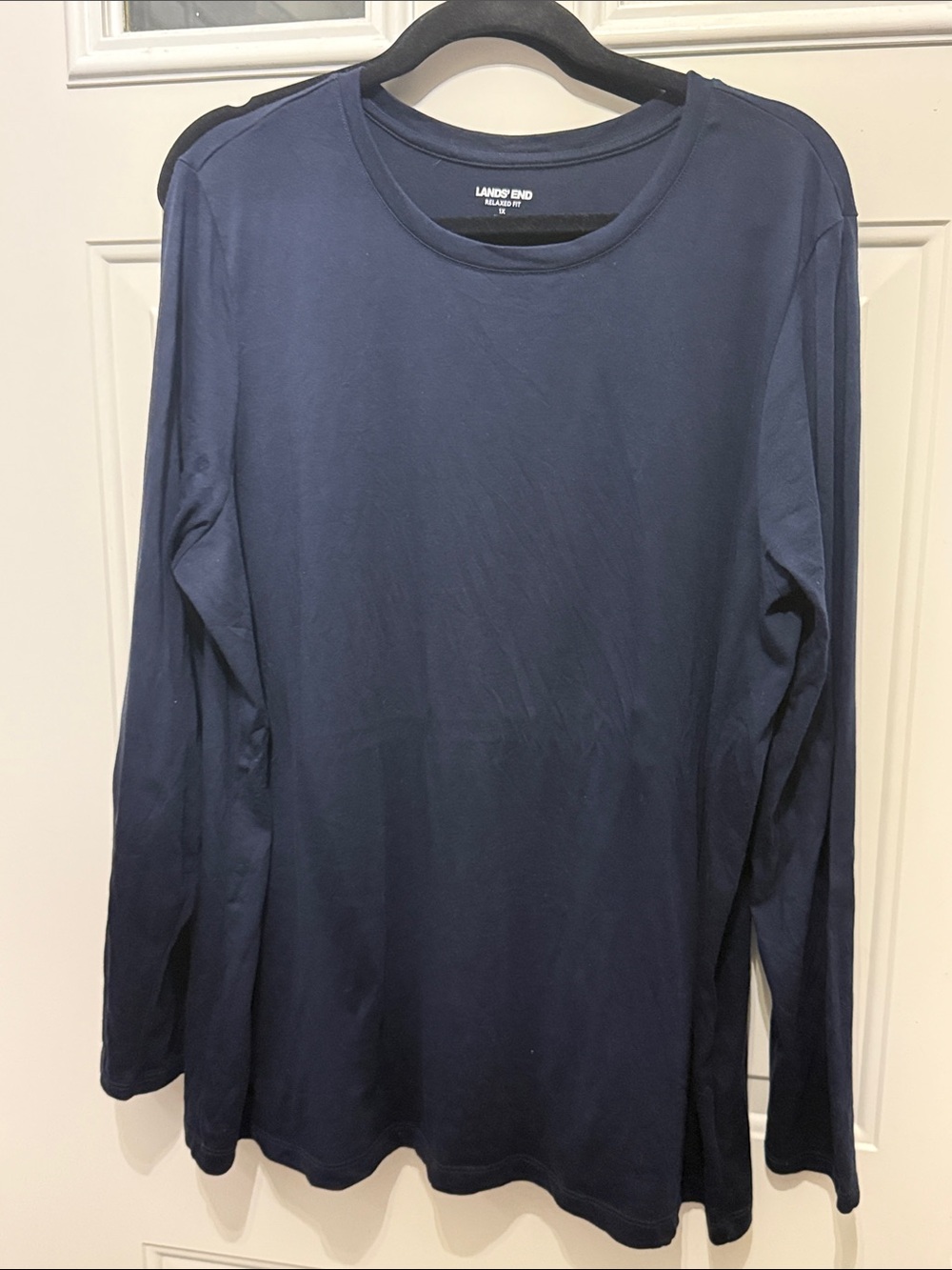 Lands' End Women’s Supima Cotton Long-Sleeve Crew Tee — Navy Blue